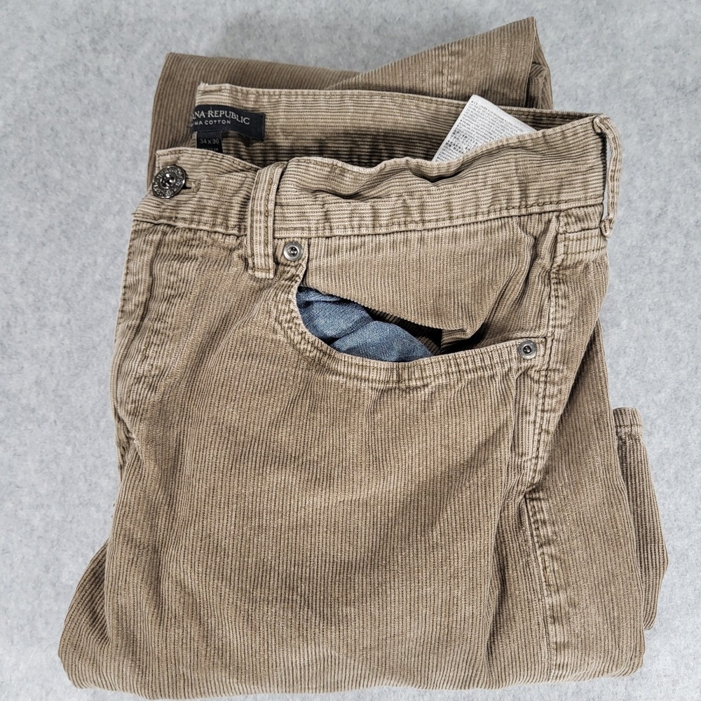 Banana Republic Corduroy Pants Mens 34x36 (measures 34") Pima Cotton Brown